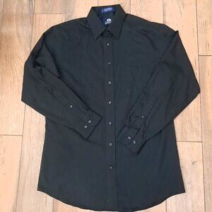 Stafford mens sz 16-34/35 black dress shirt wrinkle free textured stripes button